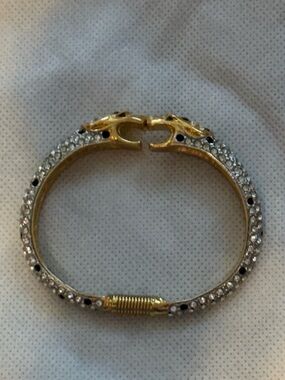 Vintage Kenneth Jay Lane Crystal and Gold Double Tiger bracelet